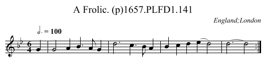 Frolic. (p)1657.PLFD1.141, A - staff notation