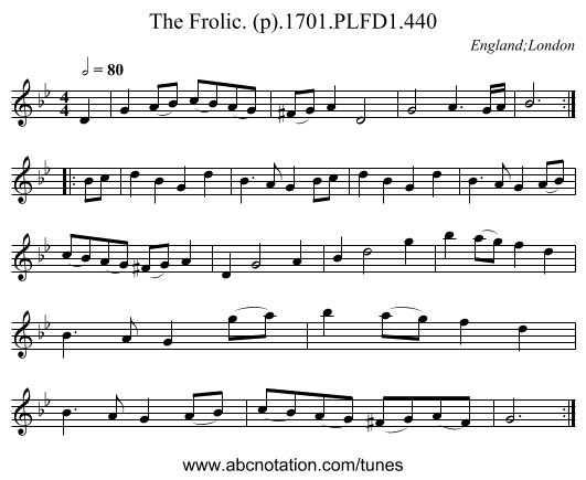 Frolic. (p).1701.PLFD1.440, The - staff notation