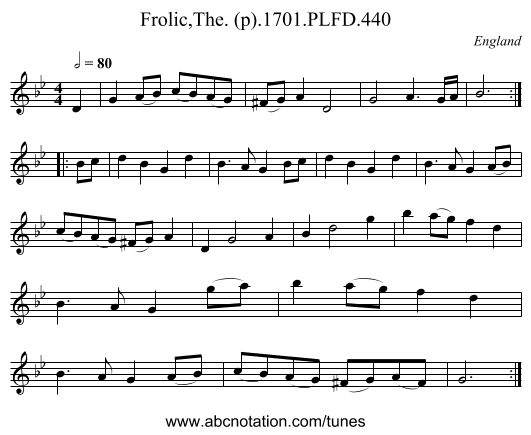 Frolic,The. (p).1701.PLFD.440 - staff notation