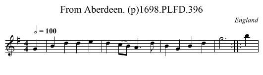 From Aberdeen. (p)1698.PLFD.396 - staff notation