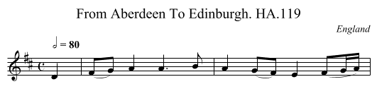 From Aberdeen To Edinburgh. HA.119 - staff notation