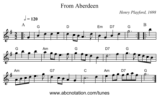 From Aberdeen - staff notation