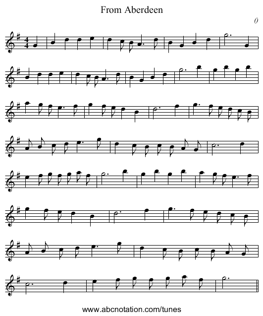 From Aberdeen - staff notation