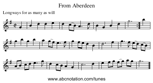 From Aberdeen - staff notation