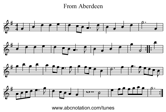 From Aberdeen - staff notation