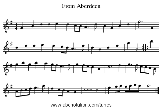 From Aberdeen - staff notation