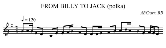 FROM BILLY TO JACK (polka) - staff notation