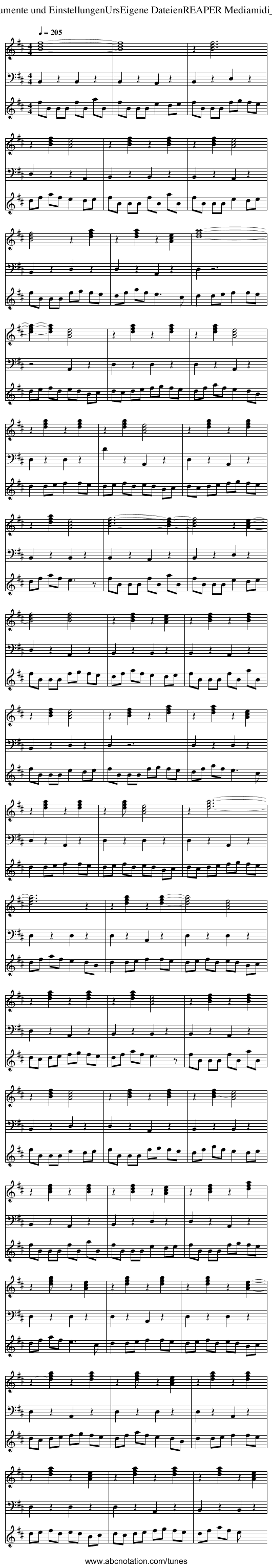 from C:\Dokumente und Einstellungen\Urs&inodot;gene Dateien\REAPER Media&inodot;di_ezport4.mid - staff notation