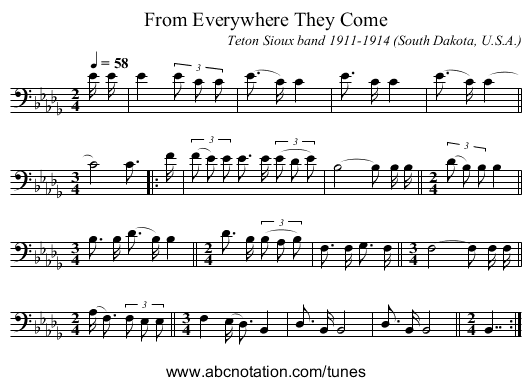From Everywhere They Come - staff notation