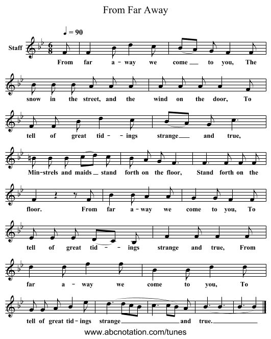 From Far Away - staff notation