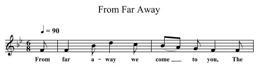 From Far Away - staff notation