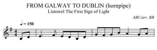FROM GALWAY TO DUBLIN (hornpipe) - staff notation