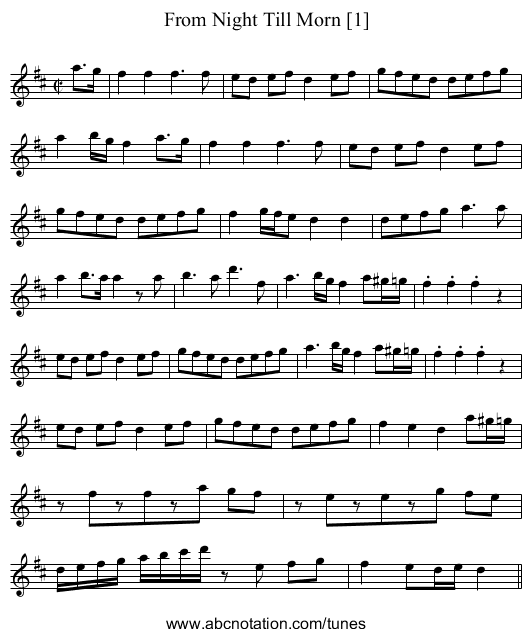 From Night Till Morn [1] - staff notation