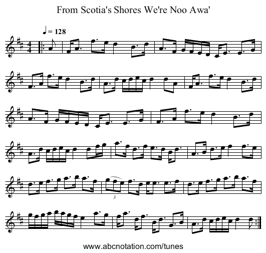 From Scotia's Shores We're Noo Awa' - staff notation