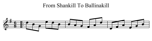 From Shankill To Ballinakill - staff notation