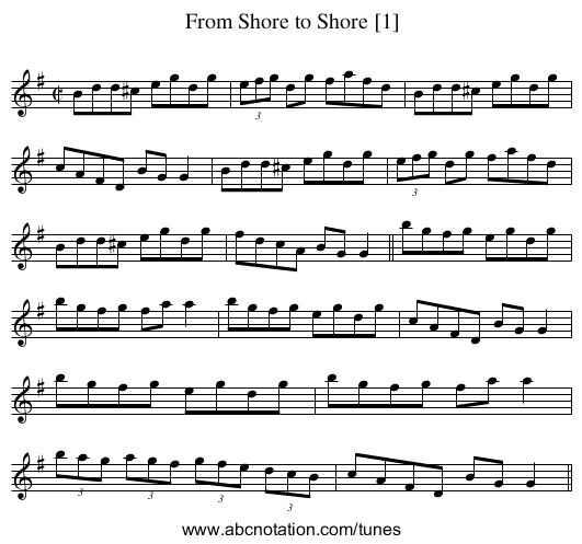 From Shore to Shore [1] - staff notation