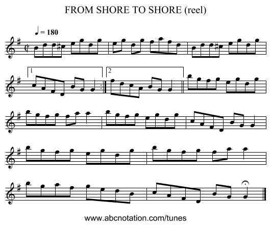 FROM SHORE TO SHORE (reel) - staff notation