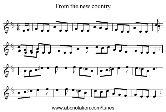 From the new country - staff notation