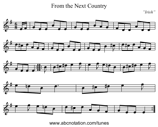 From the Next Country - staff notation