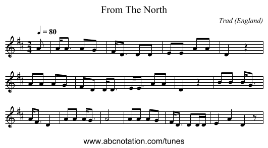 From The North - staff notation