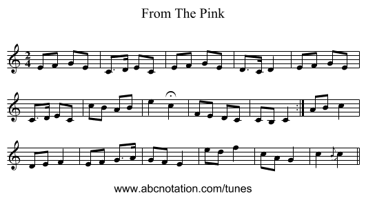 From The Pink - staff notation
