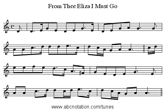 From Thee Eliza I Must Go - staff notation