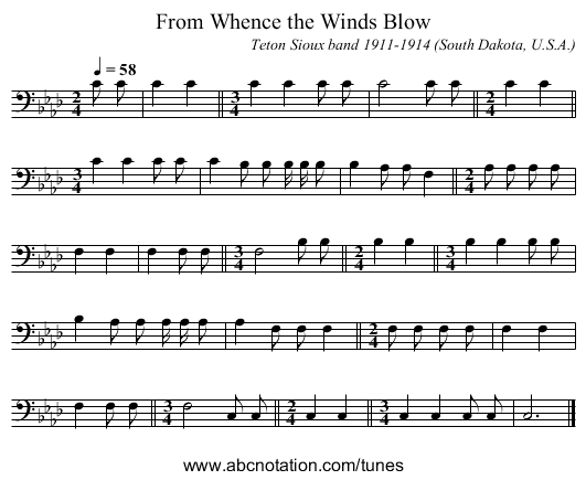 From Whence the Winds Blow - staff notation