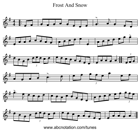 Frost And Snow - staff notation