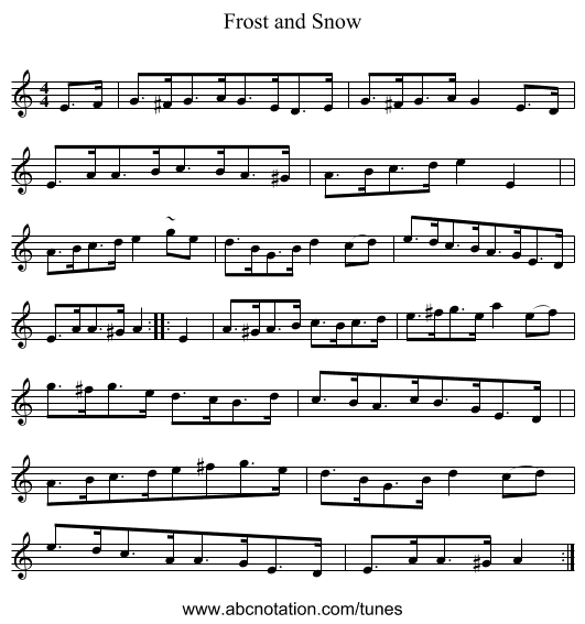 Frost and Snow - staff notation