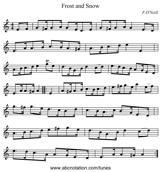 Frost and Snow - staff notation