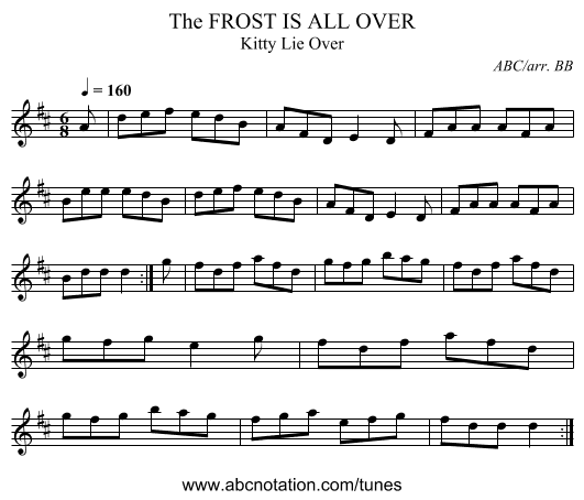 FROST IS ALL OVER, The - staff notation