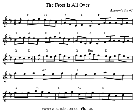 Frost Is All Over, The - staff notation