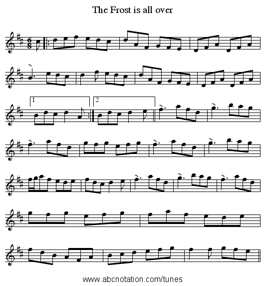 Frost is all over, The - staff notation