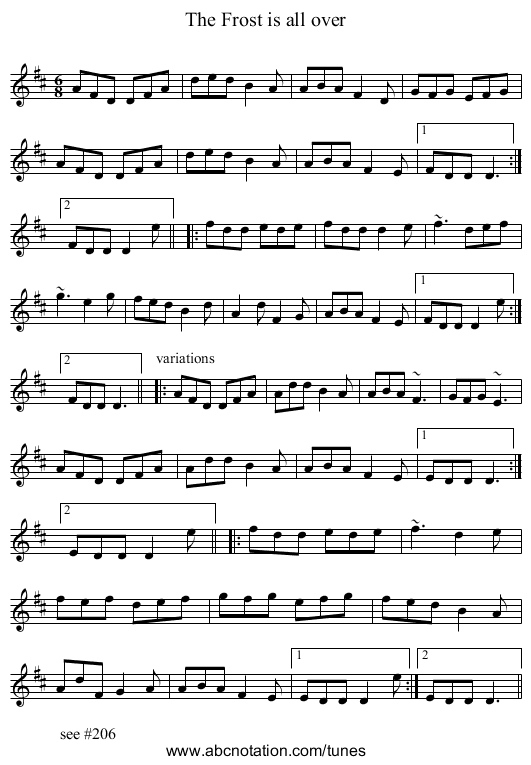 Frost is all over, The - staff notation
