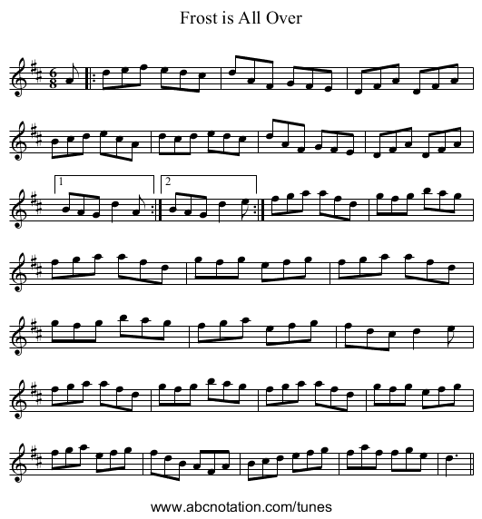 Frost is All Over - staff notation