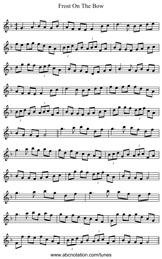 Frost On The Bow - staff notation