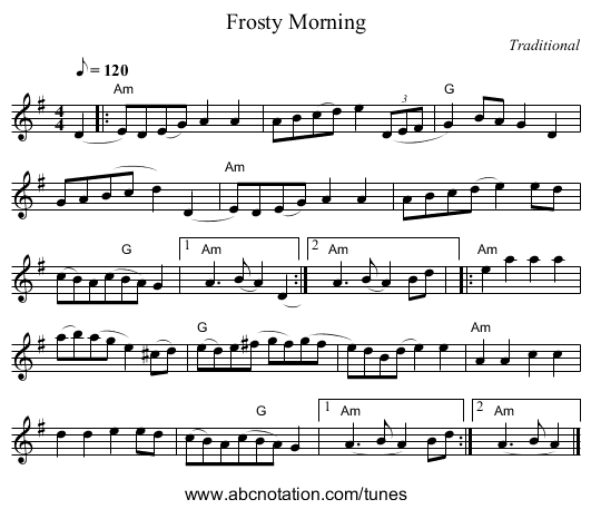 Frosty Morning - staff notation