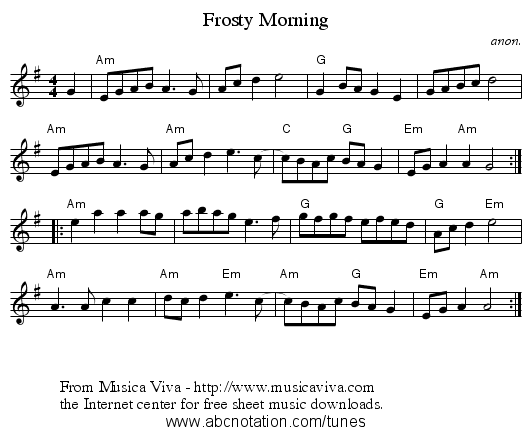 Frosty Morning - staff notation