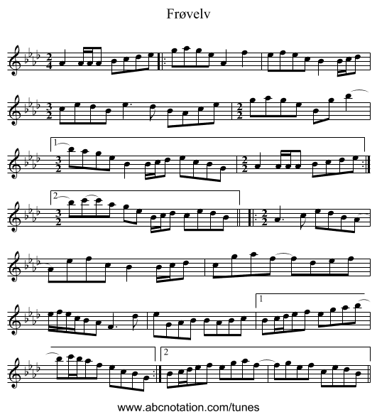 Frøvelv - staff notation