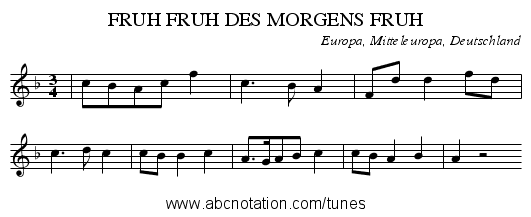 FRUH FRUH DES MORGENS FRUH - staff notation