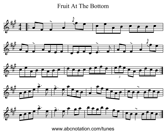Fruit At The Bottom - staff notation