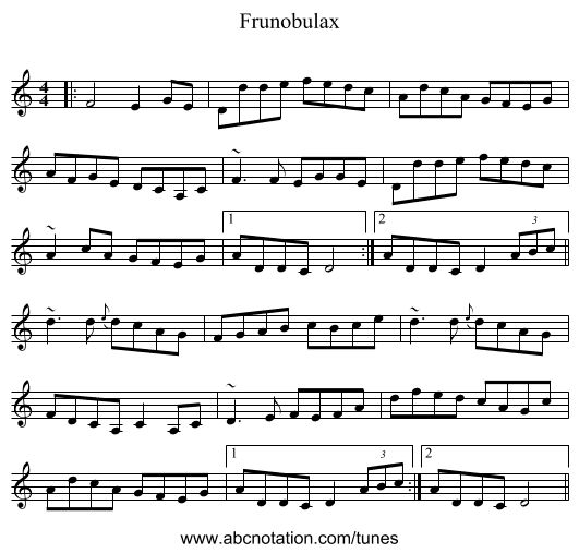 Frunobulax - staff notation