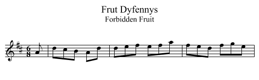 Frut Dyfennys - staff notation
