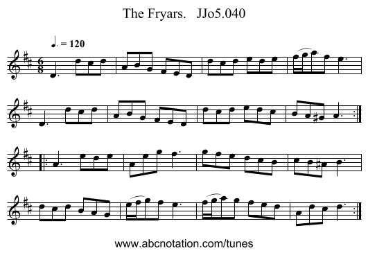 Fryars.   JJo5.040, The - staff notation