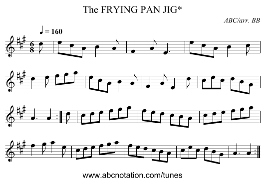 FRYING PAN JIG*, The - staff notation