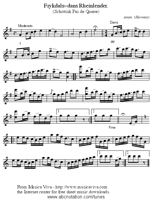 Frykdals=dans Rheinlender. - staff notation