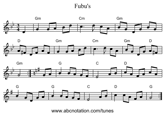 Fubu's - staff notation