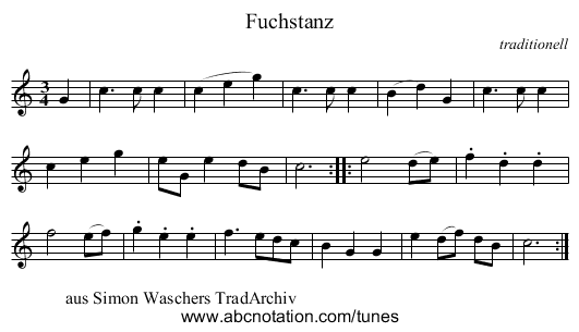 Fuchstanz - staff notation