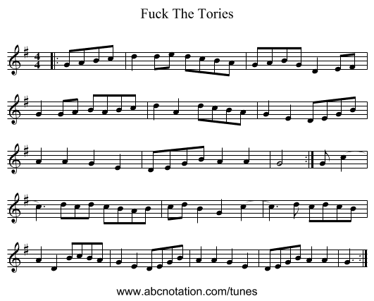 Fuck The Tories - staff notation
