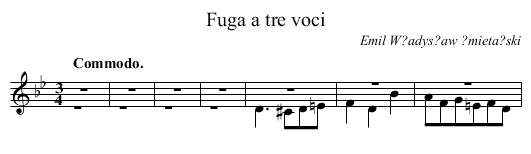 Fuga a tre voci - staff notation